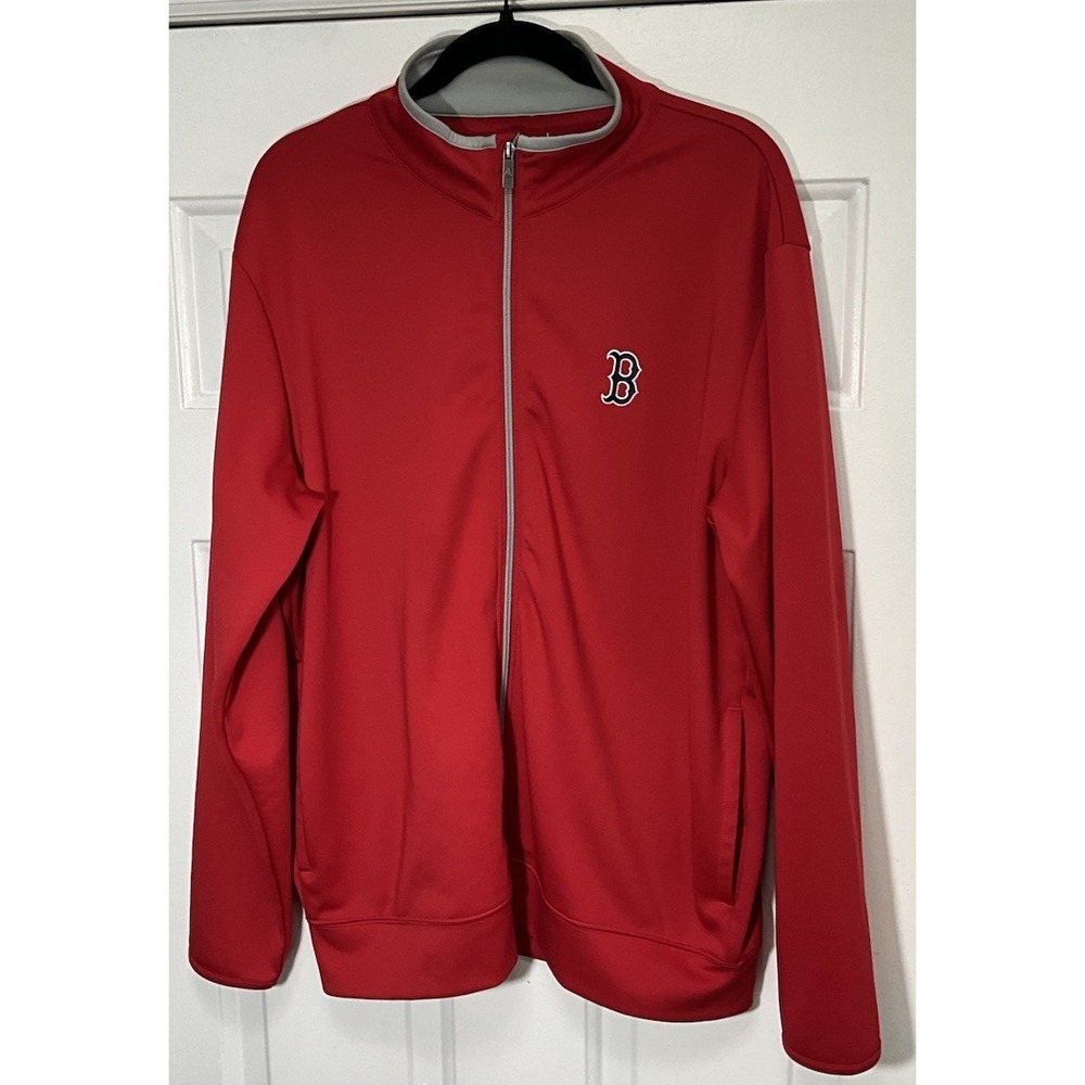 MLB Baseball Boston Red Sox Full Zip Embroidered Logo Red Jacket Men's Large
